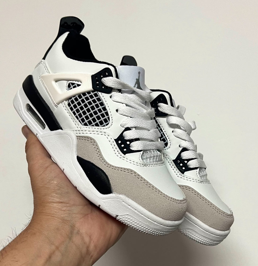 Zapatillas Nike Air Jordan 4 Niño - Blanco con Negro y Beige