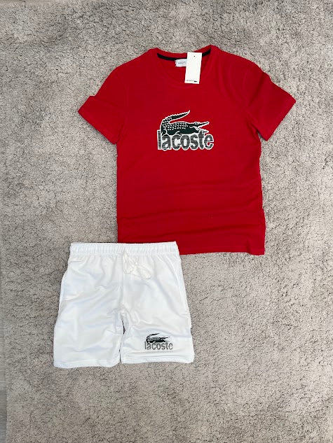 Conjunto Lacoste - Blanco con Rojo