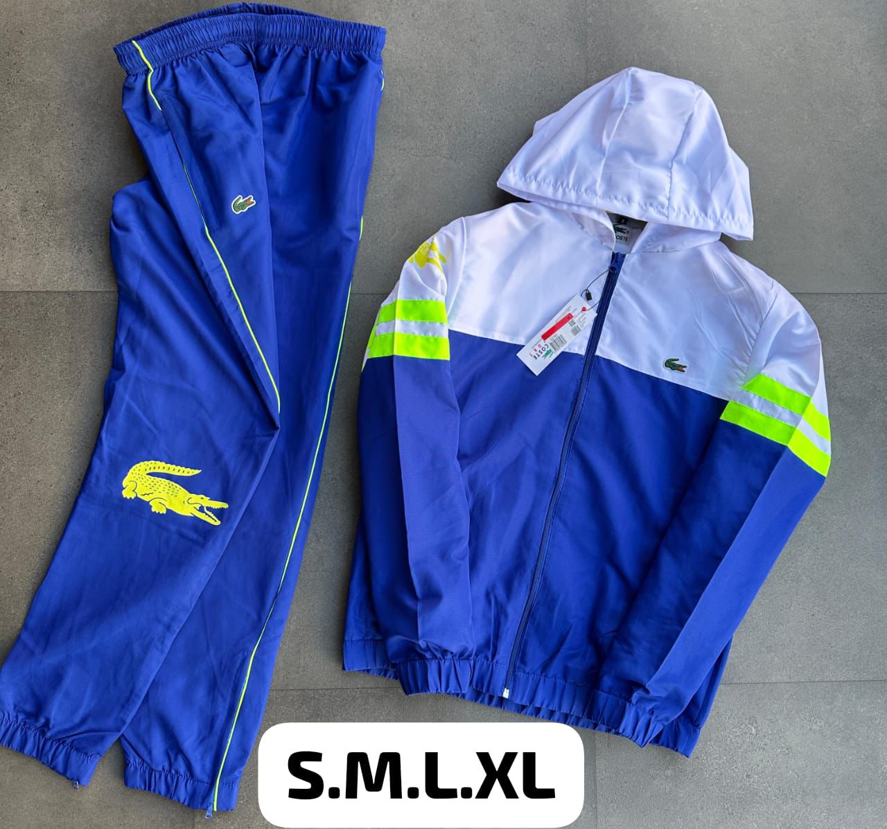 Conjunto Lacoste - Blanco con Azul y Amarillo