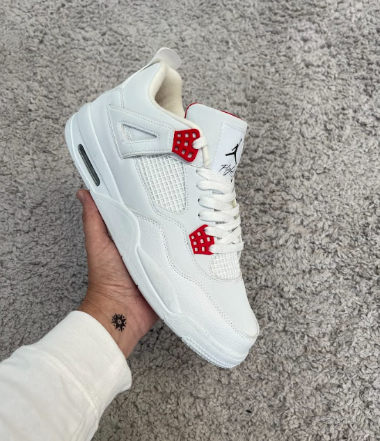 Zapatillas Nike Air Jordan 4 - Blanco con Rojo