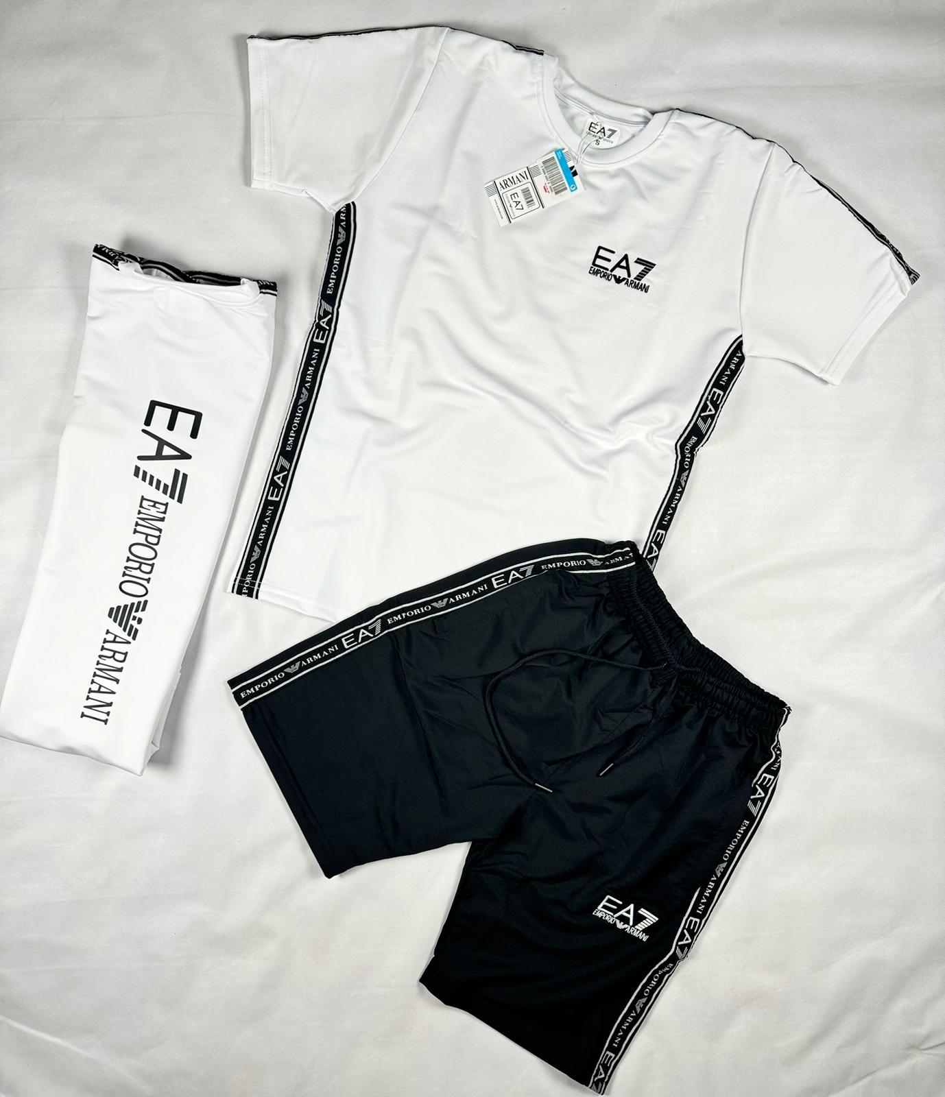 Conjunto de Verano EA7 - Negro con Blanco