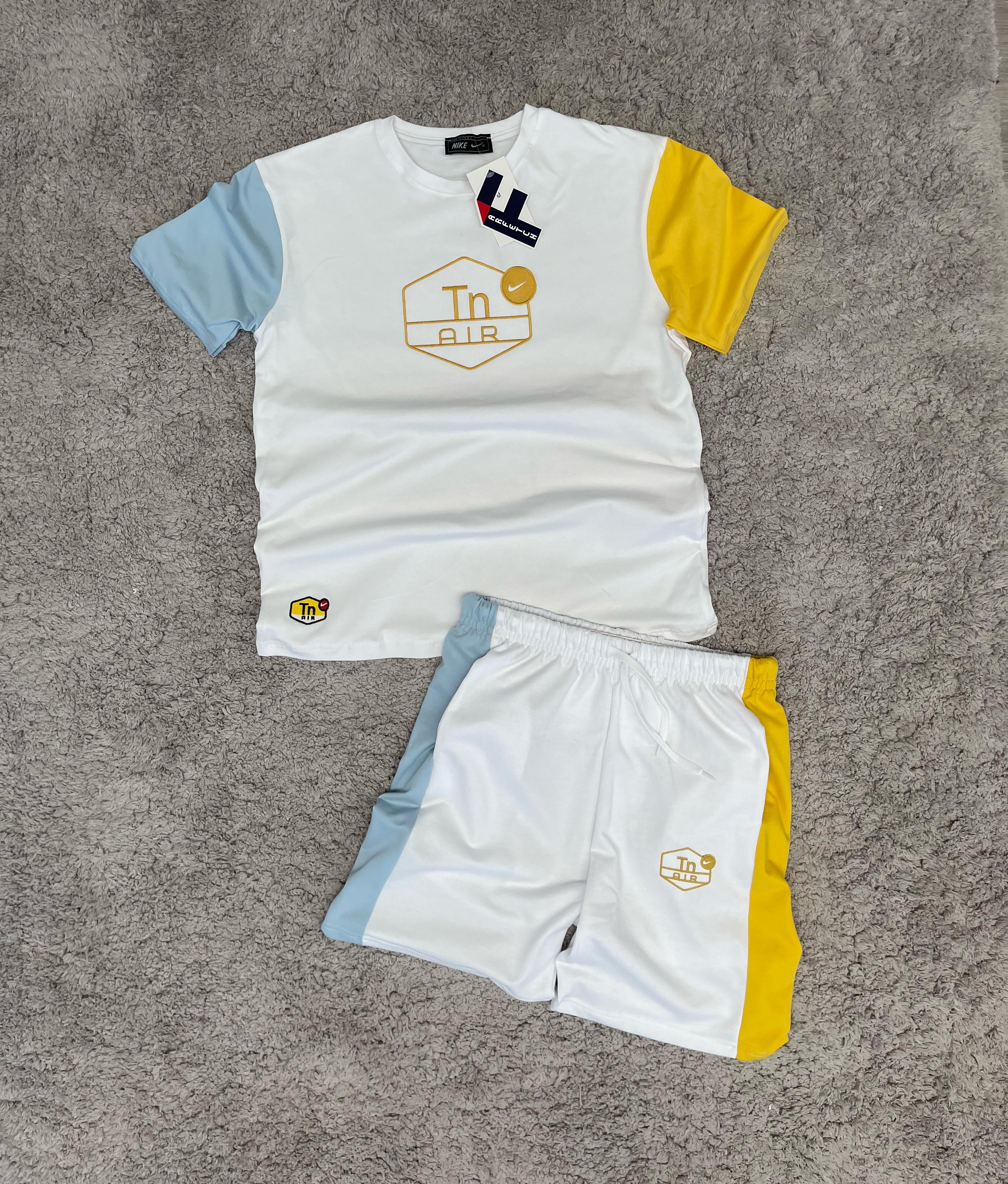 Conjunto Nike Tn - Blanco con Azul y Amarillo